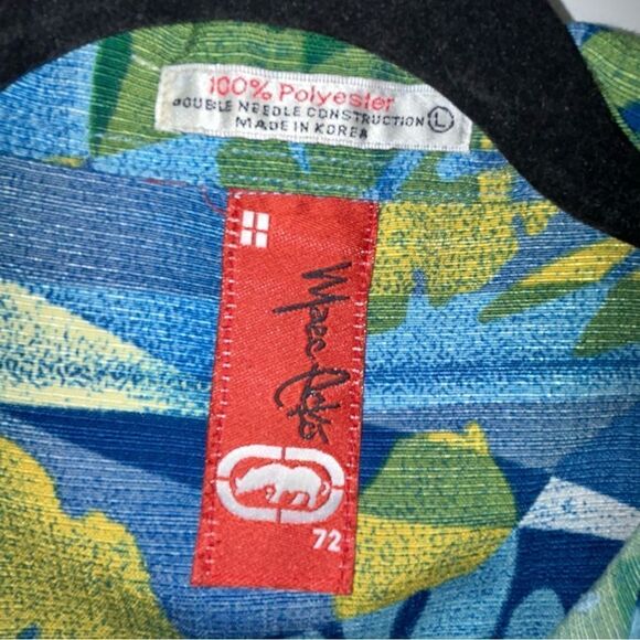 Marc Ecko Unltd Tropical Print Button Front Short Sleeve Shirt - Picture 2 of 6